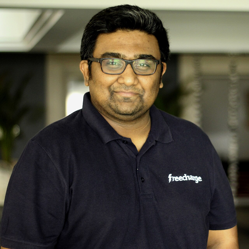 Kunal Shah photographed in a FreeCharge T-shirt